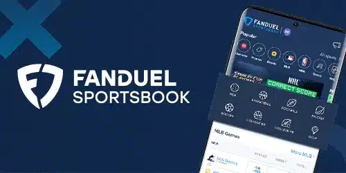 FanDuel mobile banner featuring a smartphone showcasing the most popular sports on the betting platform