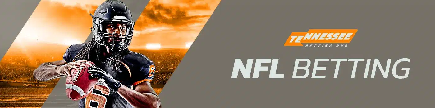 Tennesseebettinghub NFL betting desktop banner featuring an American football player.