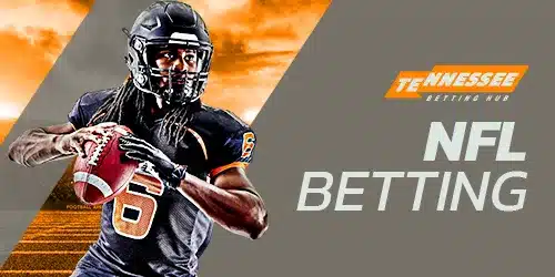 Tennesseebettinghub NFL betting mobile banner featuring an American football player.