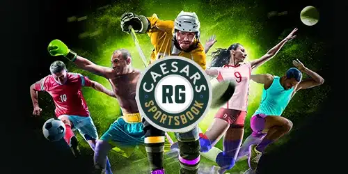 Caesars Sportsbook mobile banner featuring players from various sports