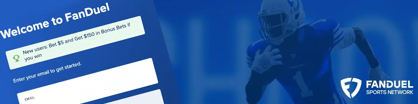 FanDuel Sportsbook desktop banner featuring the account registration process