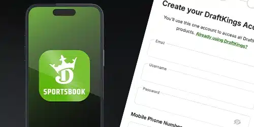 DraftKings Sportsbook desktop banner for creating an account