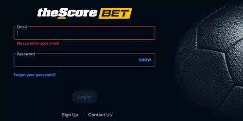 Thescorebet sign up banner showing the registration page